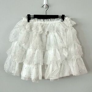 Judith March White Sequined Ruffle Skirt - Bridal Clothing